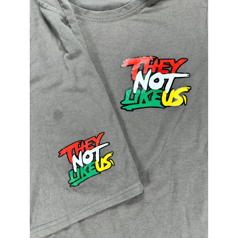 They Not Like Us Graphic T-Shirt and Shorts Set Gray Streetwear Kids 11-12Y